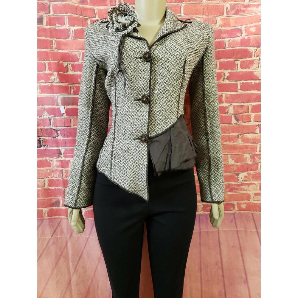 Extenzo Paris Made In France Lagenlook Brown Women's Blazer Jacket F 40/ Us 10 View 5